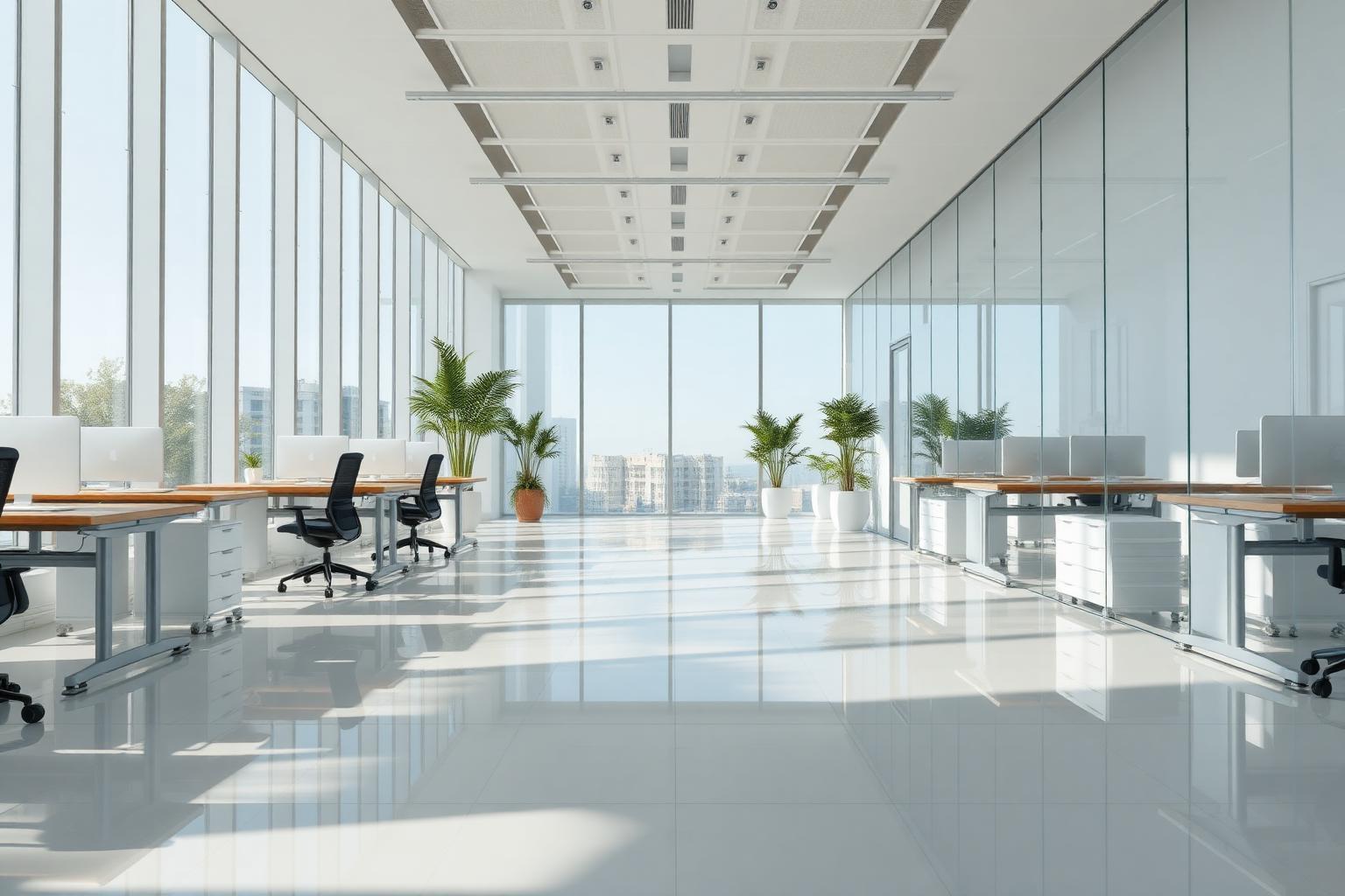 Professional commercial cleaners at work